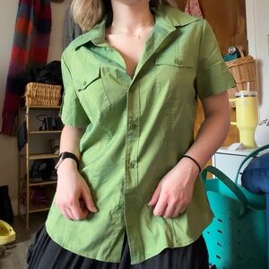 New York & Company Green Button Down Shirt